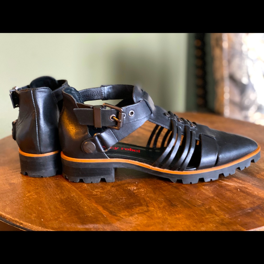 Luxury Rebel Leather Sandals in Black